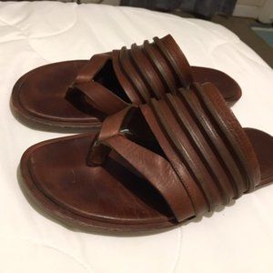 Rick Owens Flat Brown Leather Sandal.